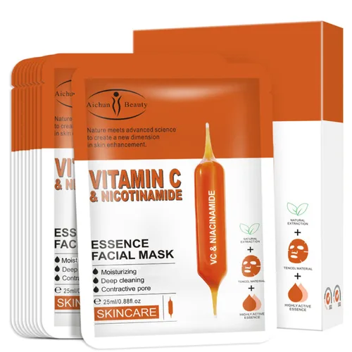 Vista 9 de AICHUN BEAUTY Essence Máscara facial Tencel material antiacné antiarrugas reparación después del sol hidratante limpieza profunda poro contractivo