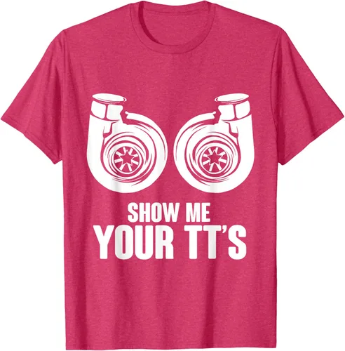 Vista 23 de Funny Show Me Your TT's Twin Turbo Car Racing Camiseta, Negro, S
