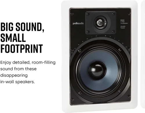 Vista 2 de Polk Audio RC65i 2-Way Premium in-Wall 6.5 Speakers, Rectangular Indoor Speakers, Set of 2 Perfect for Damp and Humid Indoor Placement - Bath