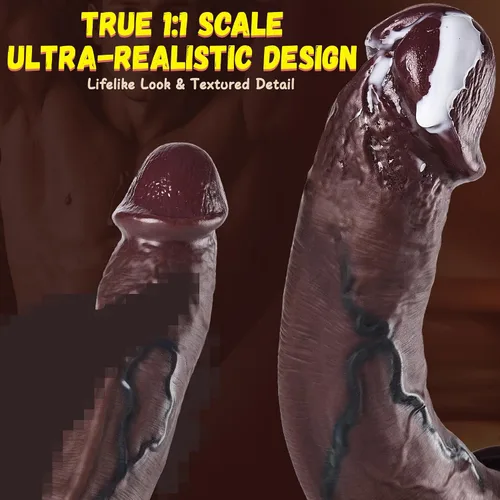 Vista 2 de Consolador sexual realista de silicona, consolador realista de doble densidad de 8 pulgadas con ventosa fuerte, juguete sexual para adultos