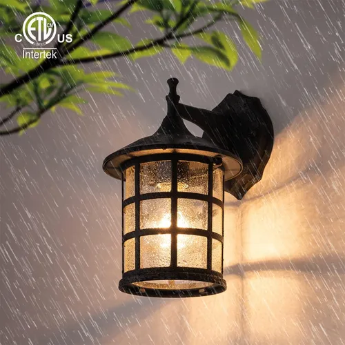 Vista 2 de mirrea Luces negras de 10 pulgadas para autocar al aire libre con pantalla de vidrio sembrado, luz impermeable para patio, porche, luz de pared