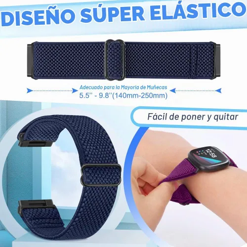 Vista 4 de Enkic Paquete de 10 correas elásticas de nailon compatibles con Fitbit Versa 4/Sense 2/Versa 3/Sense, correas elásticas ajustables para mujeres