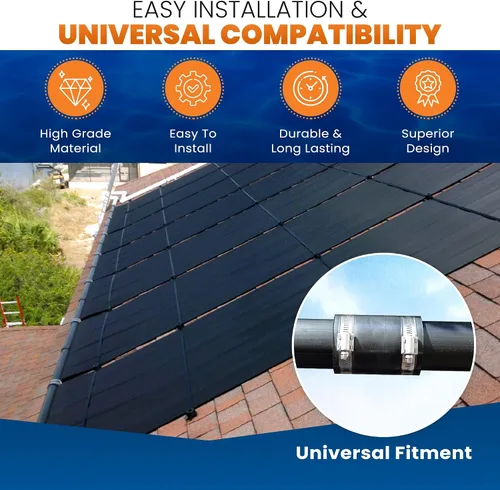 Vista 2 de Diseño de mayor rendimiento – Panel de calentador solar universal para piscina de repuesto – 15-20 años de vida útil (4' X 8' / 2" I.D. Header)