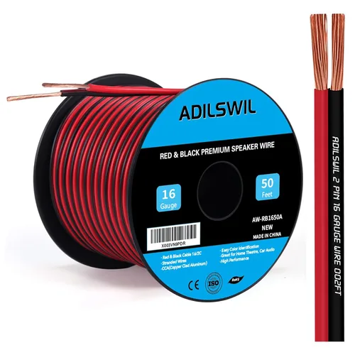 Vista 13 de Cable de altavoz de 12 AWG de 50 pies, 2 conductores eléctricos de conexión de cable rojo negro, tiras de iluminación LED, cable de extensión