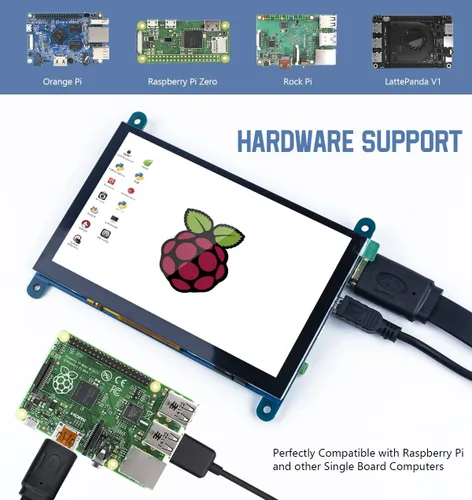 Vista 5 de Hosyond 5 pulgadas IPS LCD pantalla táctil panel 800 × 480 pantalla capacitiva HDMI Monitor para Raspberry Pi 5/4/3, BB negro, Windows 10 8 7