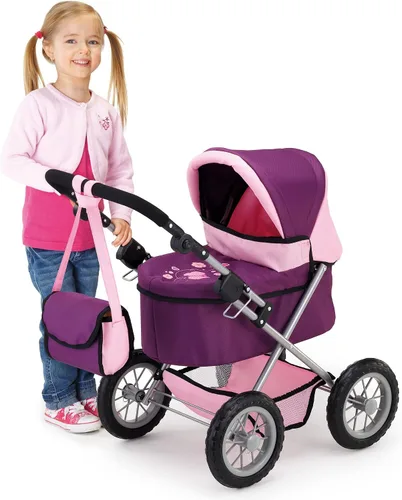 Vista 7 de Bayer: Cochecito de moda - morado y rosa - Incluye bolsa de hombro, se adapta a muñecas de hasta 18 pulgadas, mango ajustable, juego de simulación