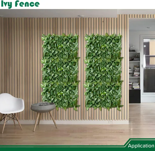 Vista 8 de Paneles de pared de hiedra artificial de 3 x 2 pies, paneles de pared de césped sintético, telón de fondo de hojas de seto de hojas, decoración
