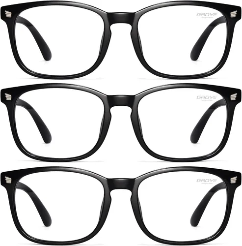 Vista 16 de Gaoye - Paquete de 3 anteojos de bloqueo de luz azul, falsos, cuadrados, de moda, anti rayos UV, para computadora, juegos, para mujeres/hombres
