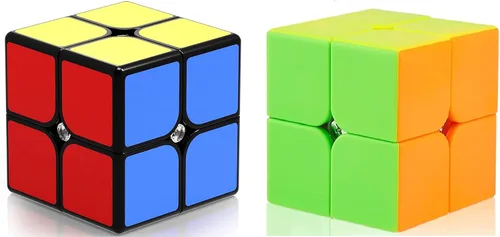 Vista 4 de Paquete de 2 rompecabezas Qiyi Qidi S de 2 x 2, cubo mágico de color sin calcomanías, velocidad GINFH