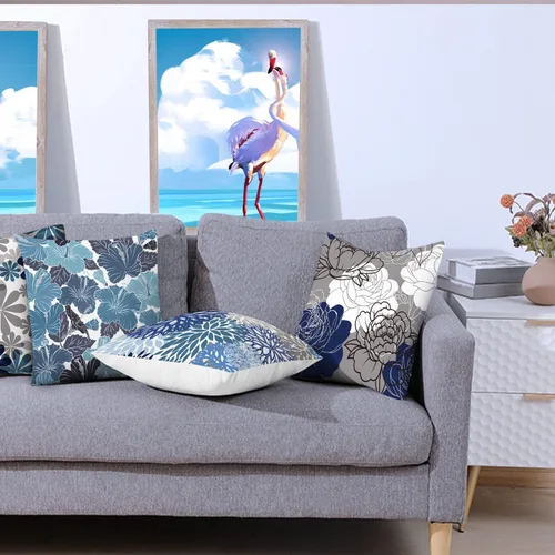 Vista 6 de COMMINY Juego de 6 fundas de almohada decorativas de 16 x 16 pulgadas / 16.0 x 16.0 in., diseño de margaritas y margaritas para sofá, moderna funda