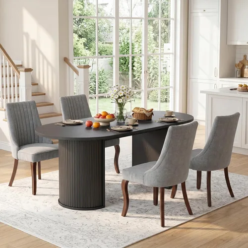 Vista 20 de SoarFlash Juego de mesa de cocina y sillas para 4, juego de mesa de comedor de 47 pulgadas para 4 personas con sillas tapizadas de terciopelo, juego