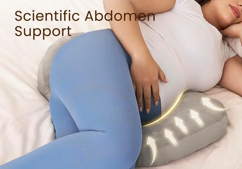 Vista 2 de Almohada de embarazo para dormir con espuma viscoelástica para dormir de lado, almohada de maternidad con soporte para la espalda, el vientre