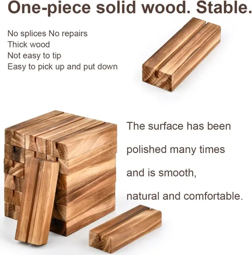Vista 3 de FOCCTS 20 soportes de madera para tarjetas de lugar, soportes de números de mesa de madera, soporte de letrero acrílico de madera, decoración