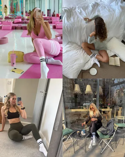 Vista 7 de Calcetines Crew para Mujer Calcetines Deportivos a Rayas para Mujeres