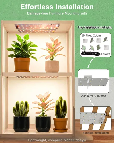 Vista 6 de Luces para plantas, espectro completo de 12 W (equivalente a 120 W), panel ultrafino, 84 LED lámpara solar para plantas con interruptor