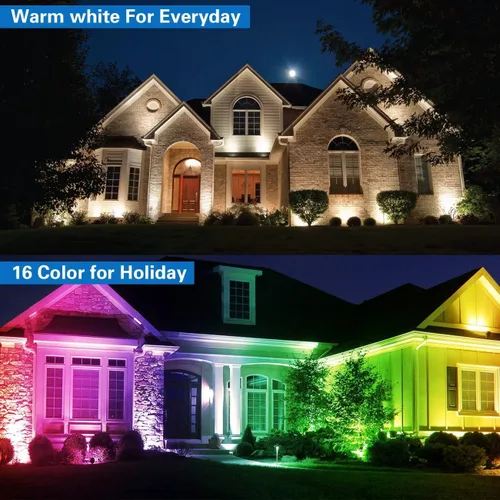 Vista 3 de Iluminación de paisaje RGB de 6 W de bajo voltaje, 16 luces de paisaje que cambian de color, foco de color al aire libre de 12V ~ 24V para jardín