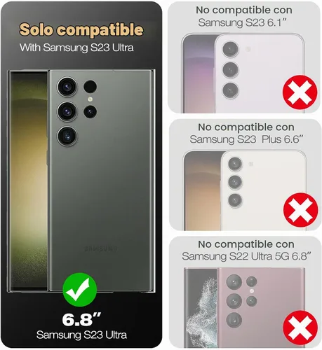 Vista 2 de Dexnor Funda de cuerpo completo para Samsung Galaxy S23 Ultra 5G/6.8 pulgadas, marco frontal extra, protección de grado militar, protector de Verde
