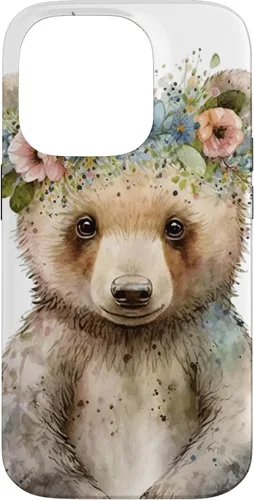 Vista 17 de iPhone 16 Brown Bear Boho Woodland Animal Floral Case