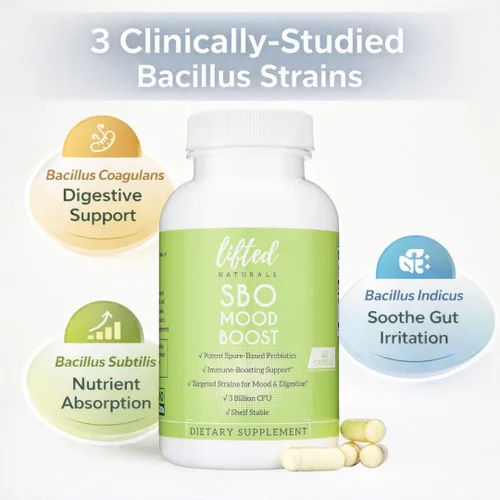 Vista 3 de Lifted Naturals Probióticos probióticos a base de esporas – SBO estimulante del estado de ánimo – a base de esporas/suelo – Digestión y apoyo