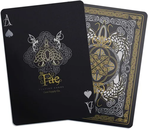 Vista 4 de Creatures of The FAE - Naipes de Gent Supply - Edición negra, dorada y plateada