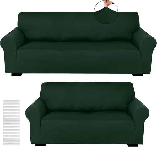 Vista 24 de Peryiter Juego de 2 fundas para sofá de dos plazas Fundas para muebles para sala de estar para sofá, sillón, ajuste elástico, a prueba de arrugas