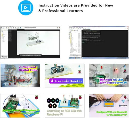 Vista 6 de Adeept Kit de inicio actualizado para Raspberry Pi 4 3 B+ B 3B 3B+ 2B, código Python C, 40 proyectos, kit educativo STEM, kit de iniciación integral