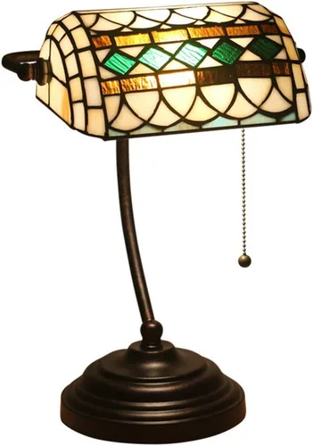 Vista 17 de Baroque Stained Glass Deskp with Pull Cswitch Style Bankerp for Liviroom Office Bedroom Antzinc Base Traditional Tablep for Bedside or Desk Use/I