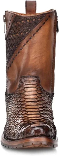 Vista 3 de Cuadra Bota para hombre en piel auténtica pitón y piel bovina con cremallera
