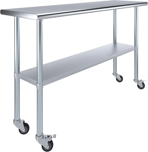 Vista 30 de Mesa de trabajo de acero inoxidable, mesa de metal