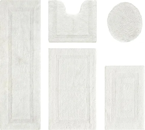 Vista 444 de Better Trends - Juego de 2 alfombras de baño 100% algodón, extra suaves, con borlas, de 17" x 24", alfombra de baño superabsorbente y reversible