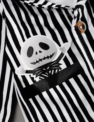 Vista 4 de RCPATERN Ropa de bebé de Halloween Mono de rayas blancas y negras para bebés de 0 a 24 meses