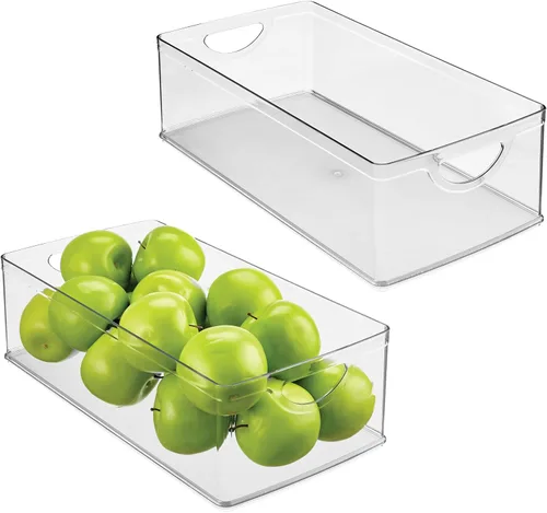 Vista 10 de iDesign Contenedor de Almacenamiento Apilable de Plástico Transparente Extra Largo, Organizador para Armario de Cocina o Despensa Organizador