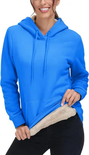 Vista 37 de MAGCOMSEN Sudaderas con capucha para mujer, con forro de sherpa, de vellón, para invierno, cálido, pesado, de algodón, con bolsillo
