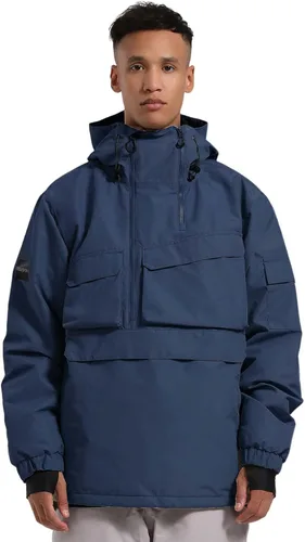 Vista 8 de GSOU SNOW Men Snowboard Jacket Ski Snow Jacket Pullover Waterproof 15K Waterproof, 10K Breathable, Loose fit, Insulation,YKK zippers,7 Pockets,Powed