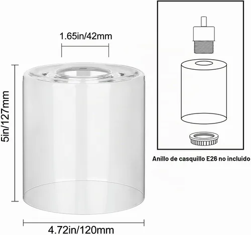 Vista 2 de Pantalla de vidrio transparente universal para lámpara de repuesto, pantalla de vidrio, cilindro, pantalla de vidrio para lámparas de mesa, lámparas