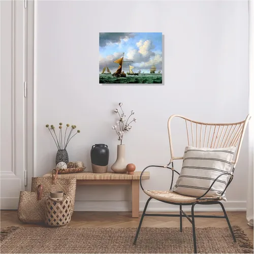 Vista 4 de A&T ARTWORK A Brisk Breeze por Willem van de velde Reproducciones de pintura de velero, impresiones en lienzo giclée para decoración del hogar, 20 x
