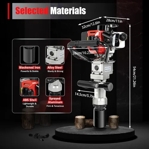 Vista 3 de 32.7 CC 2 tiempos accionado T Post Driver, 900 W accionado por gas T Post Driver Motor Push Pile Garden Fence Farm Two Sleeves Diseño ergonómico