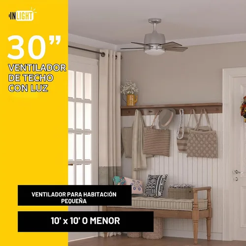 Vista 4 de Inlight Ventilador de techo interior de 30 pulgadas con luz LED, control