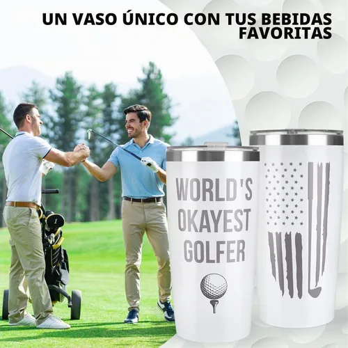 Vista 2 de Regalos de golf para hombres, vaso de golf de 20 onzas, accesorios de regalo para amantes del golfista, divertida toalla de golf para él, para papá