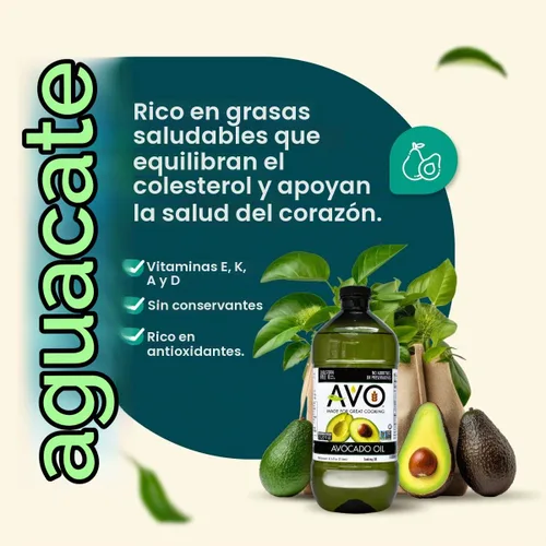 Vista 3 de Aceite de aguacate AVO 100% no transgénico, 67.6 Fl-oz, sin conservantes añadidos