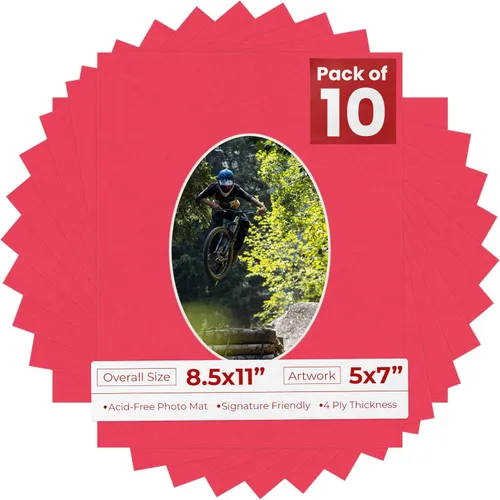 Vista 27 de Tapete de 8.5 x 11 pulgadas con corte biselado para fotos de 5 x 7 pulgadas – Apertura de tablero de fotos ovalada marrón roble envejecido