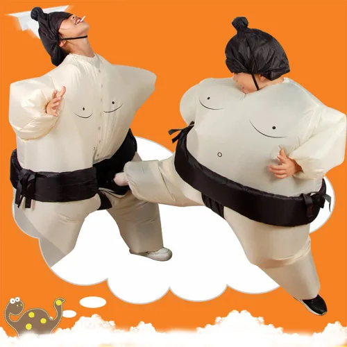 Vista 3 de Kavolet Cute Adult Inflatable Sumo Costume Suit with Air Operated Fan Fancy Dress Halloween Party Cosplay Outfit