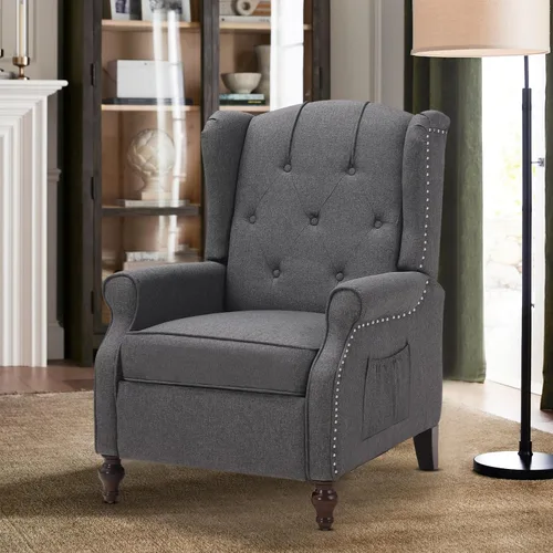 Vista 12 de Silla reclinable PALLOME con respaldo alto, asiento con masaje y calor, tapizado de tela, con respaldo acolchado, silla reclinable para sala de Beige