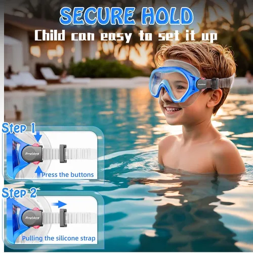 Vista 4 de Gafas de natación para niños con cubierta para la nariz, máscara de buceo a prueba de fugas, para niños y niñas de 5 a 15 años Gafas de natación