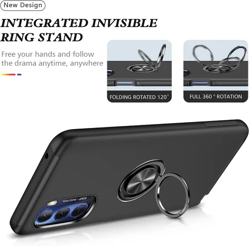 Vista 10 de Funda para Moto G Stylus 5G 2022 con película nano a prueba de explosiones, paquete de 2, funda invisible de grado militar (negro)