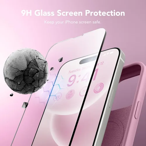 Vista 4 de GONEZ Funda de silicona para iPhone 14 Pro Max, compatible con MagSafe, con protector de pantalla + protector de lente de cámara, silicona líquida a