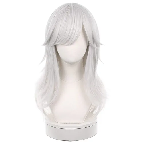Vista 16 de Genshin Impact Columbina peluca de cosplay con gorra de peluca, longitud aproximada de 43.3 pulgadas