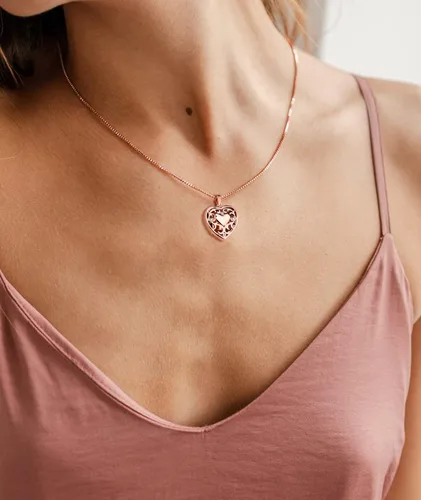 Vista 2 de YL Collar con medallón de corazón de plata de ley 925 personalizado con alas de ángel de filigrana