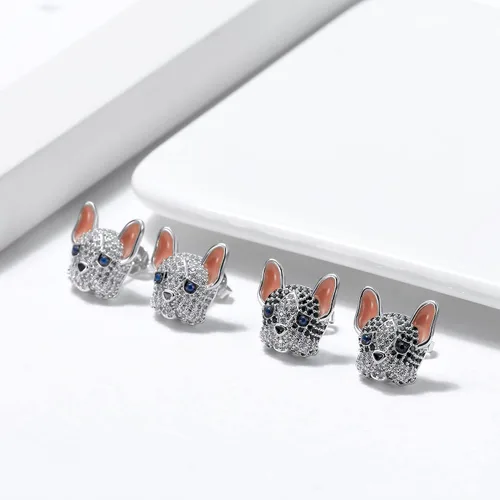 Vista 5 de Frenchie Dog Earrings for Women by Ginger Lyne Cubic Zirconia French Bulldog or Boston Terrier Stud Earrings for Her Fashion Jewelry Gifts for Dog