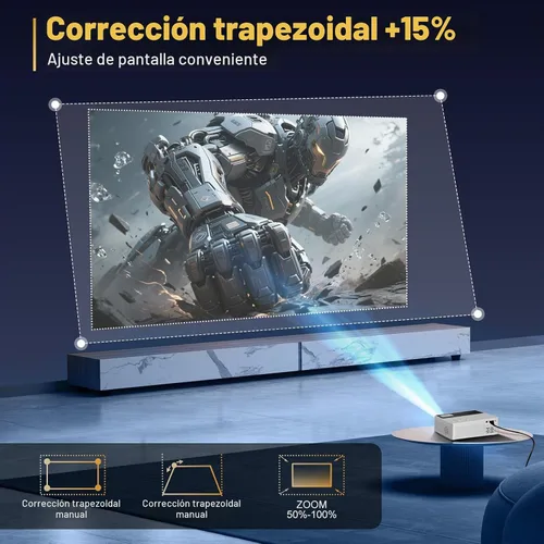 Vista 3 de Soporte inteligente para proyectores 4K, viene con un mini soporte, mini proyector con altavoz estéreo, proyector portátil Full HD, compatible